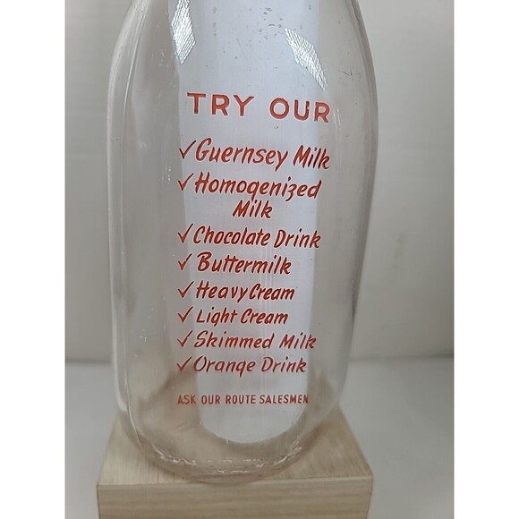 TSPQ Milk Bottle Everett & Thompson Dairy Farm Binghamton NY BROOME County 1955 - Picture 4 of 5